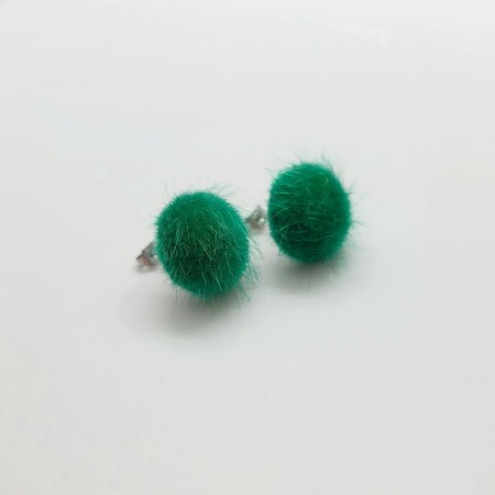 Earrings silver steel fur green2